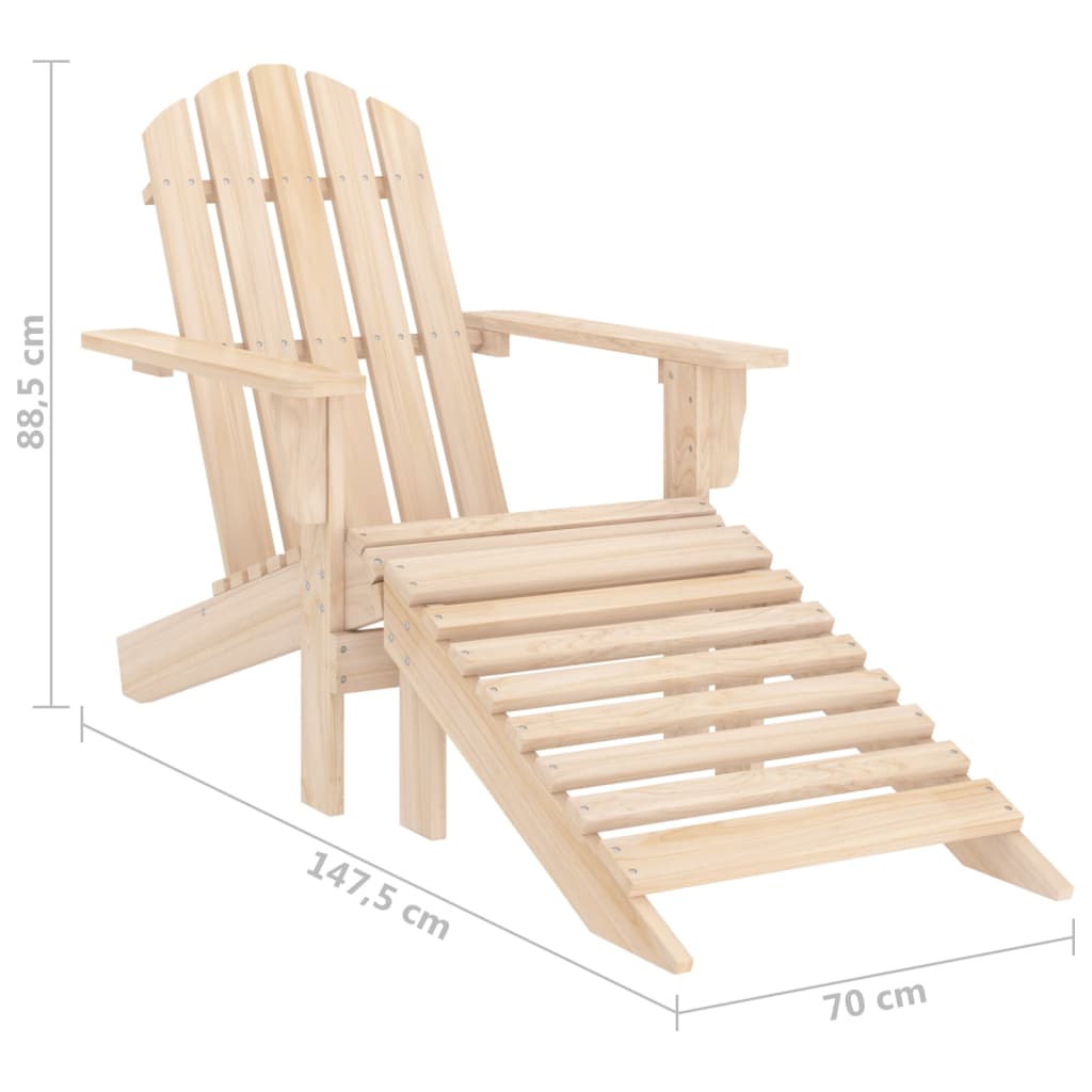 Garden Adirondack Chair with Ottoman Solid Fir Wood - OLBRIT