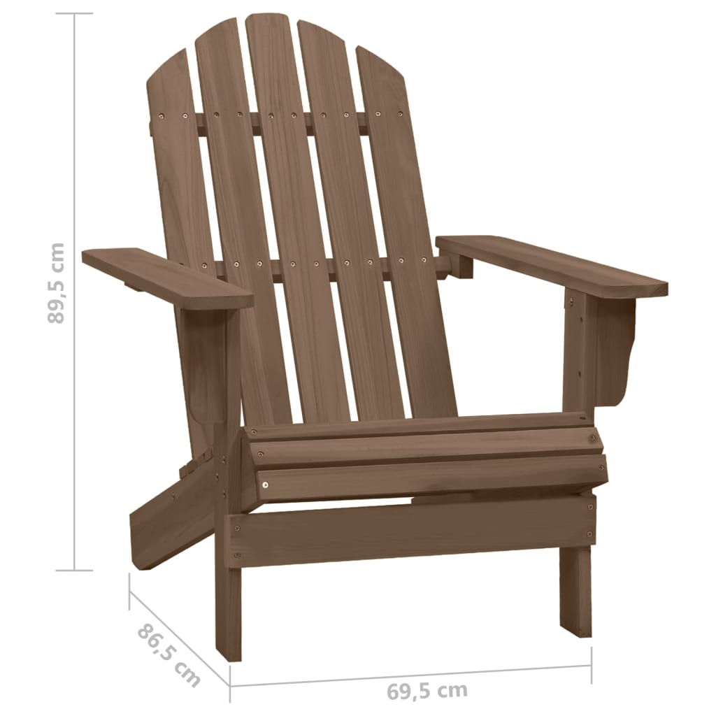 Garden Adirondack Chair with Table Solid Fir Wood Brown - OLBRIT