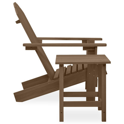 Garden Adirondack Chair with Table Solid Fir Wood Brown - OLBRIT