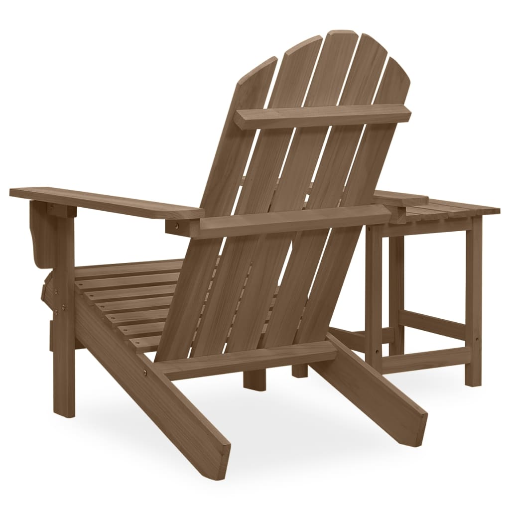 Garden Adirondack Chair with Table Solid Fir Wood Brown - OLBRIT