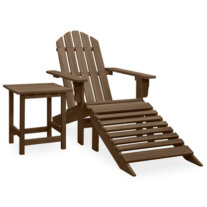 Garden Adirondack Chair with Ottoman & Table Solid Fir Wood Brown - OLBRIT