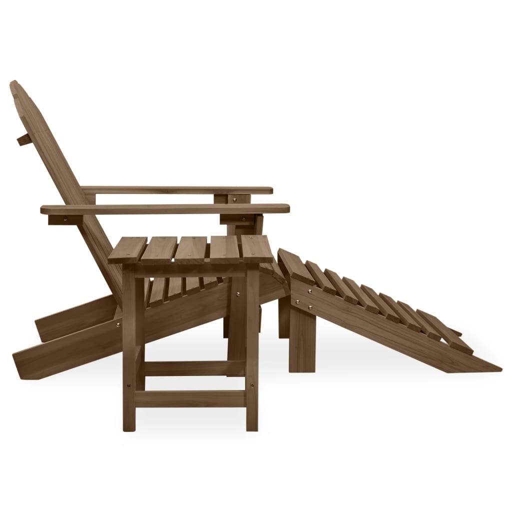 Garden Adirondack Chair with Ottoman & Table Solid Fir Wood Brown - OLBRIT