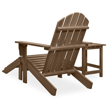 Garden Adirondack Chair with Ottoman & Table Solid Fir Wood Brown - OLBRIT