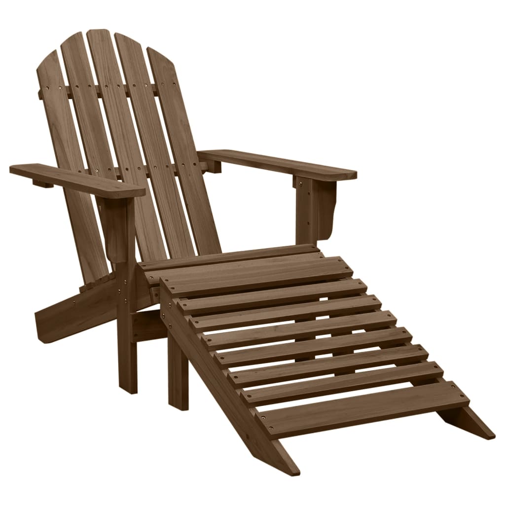 Garden Adirondack Chair with Ottoman & Table Solid Fir Wood Brown - OLBRIT