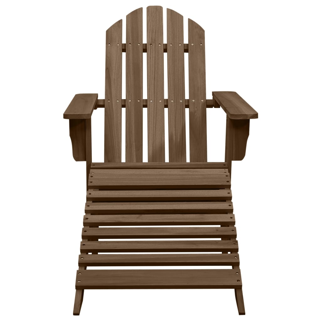 Garden Adirondack Chair with Ottoman & Table Solid Fir Wood Brown - OLBRIT