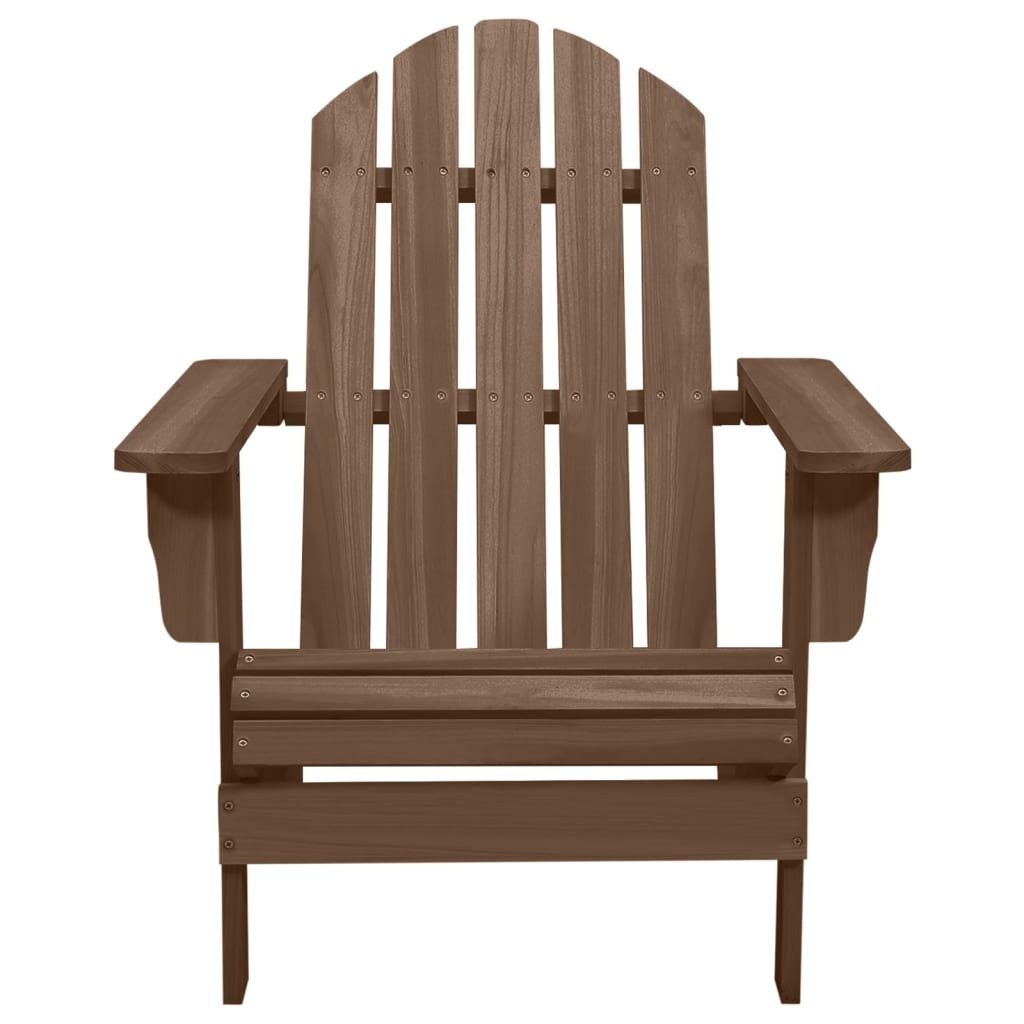 Garden Adirondack Chair with Ottoman & Table Solid Fir Wood Brown - OLBRIT