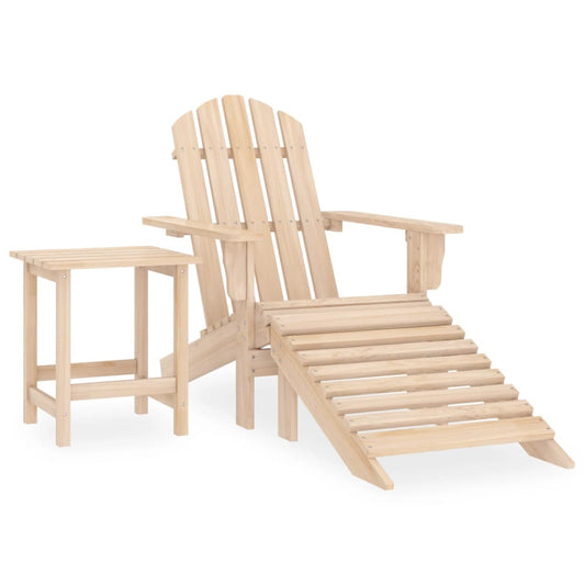 Garden Adirondack Chair with Ottoman and Table Solid Fir Wood - OLBRIT