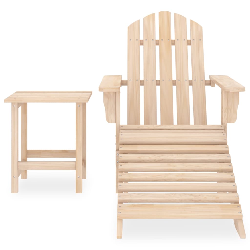 Garden Adirondack Chair with Ottoman and Table Solid Fir Wood - OLBRIT