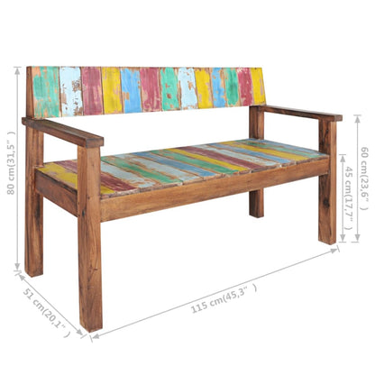 Bench 115 cm Solid Reclaimed Wood - OLBRIT