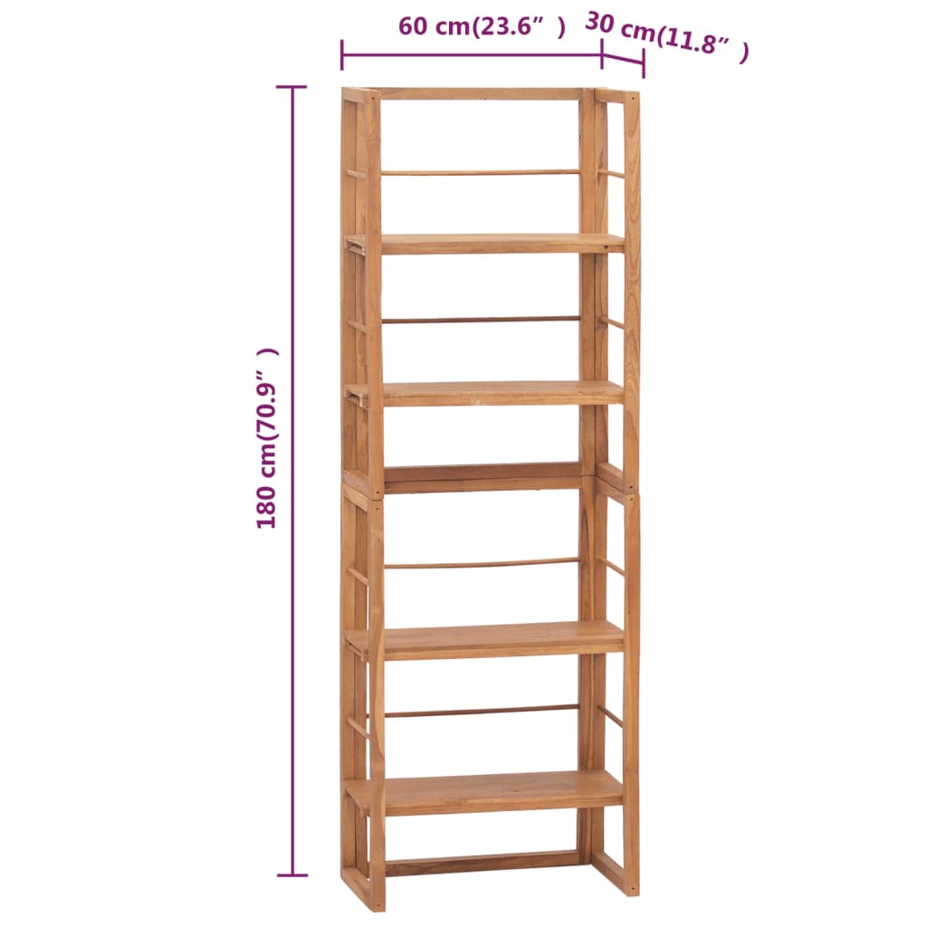 Shelving Unit 60x30x180 cm Solid Teak Wood - OLBRIT