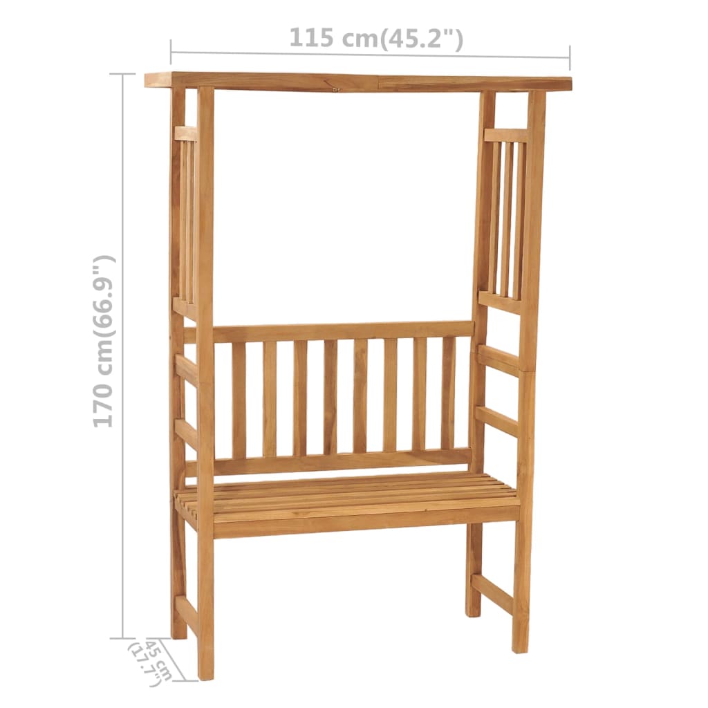 vidaXL Garden Bench with Pergola 115 cm Solid Teak Wood - OLBRIT