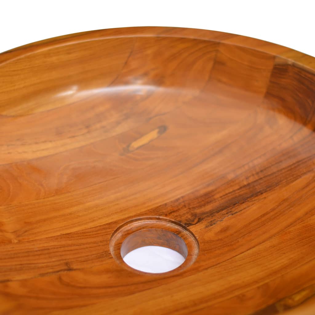 Basin Solid Teak Wood Φ40x10 cm - OLBRIT