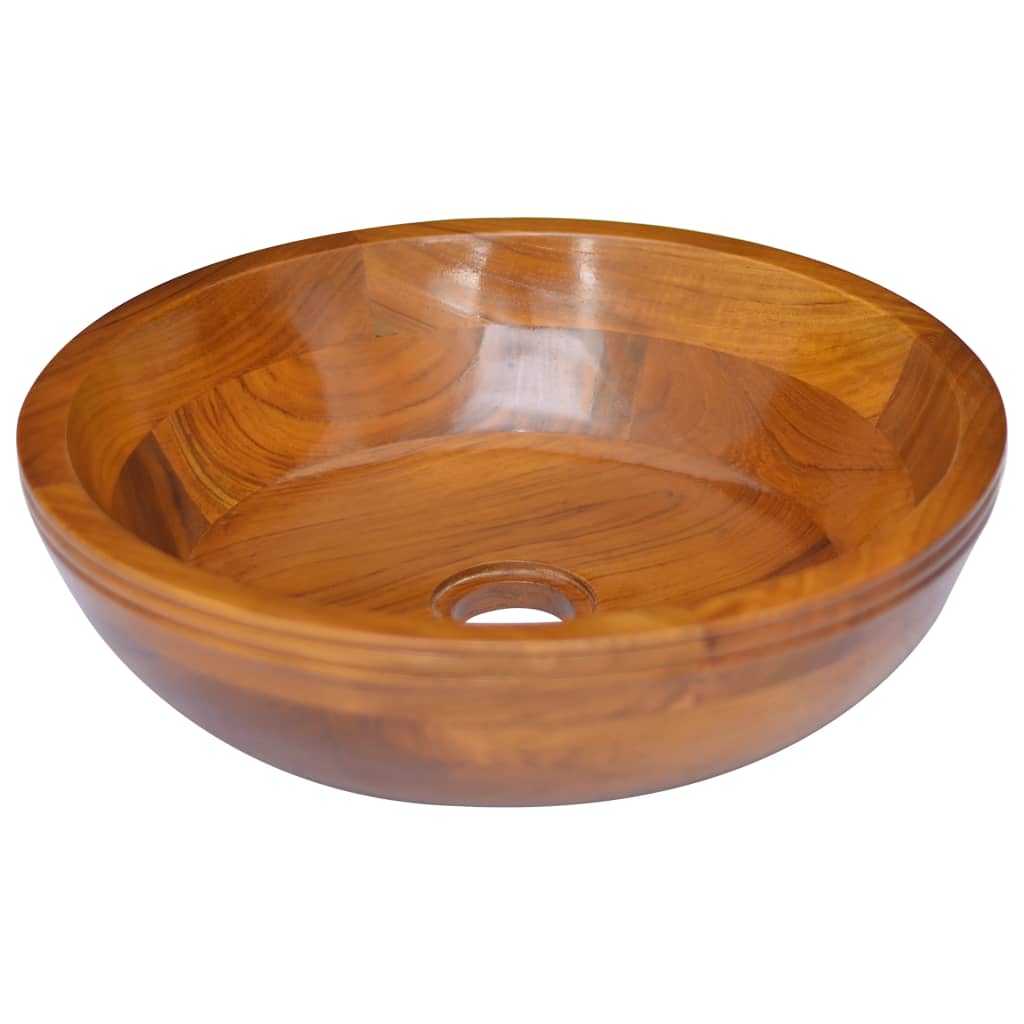 Basin Solid Teak Wood Φ40x10 cm - OLBRIT
