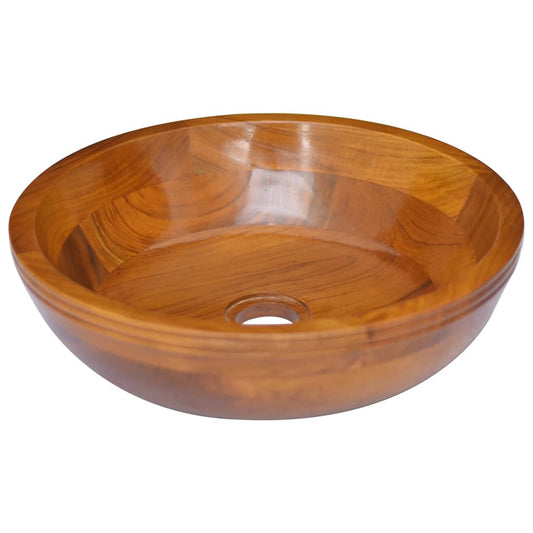 Basin Solid Teak Wood Φ40x10 cm - OLBRIT