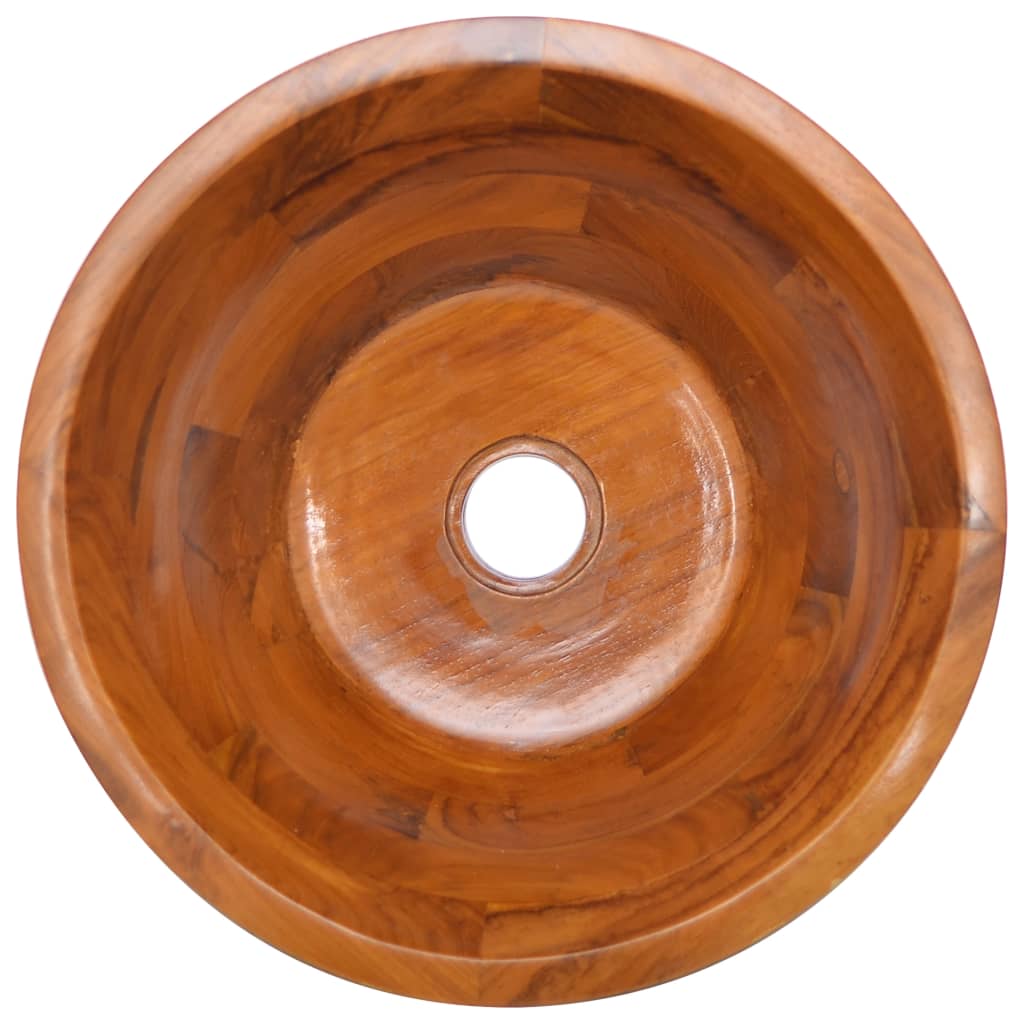 Basin Solid Teak Wood Φ40x20 cm - OLBRIT