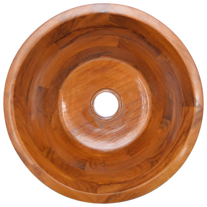 Basin Solid Teak Wood Φ40x20 cm - OLBRIT