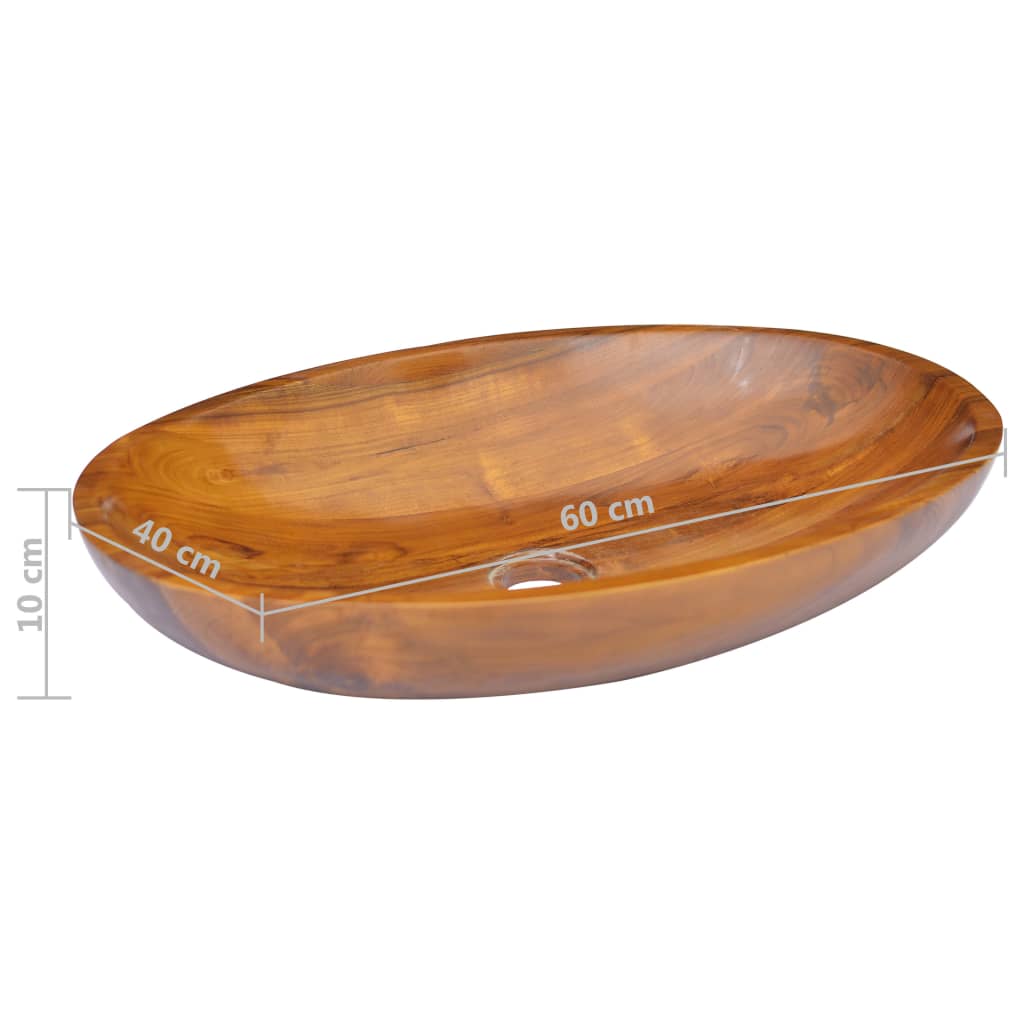 Basin Solid Teak Wood 60x40x10 cm - OLBRIT