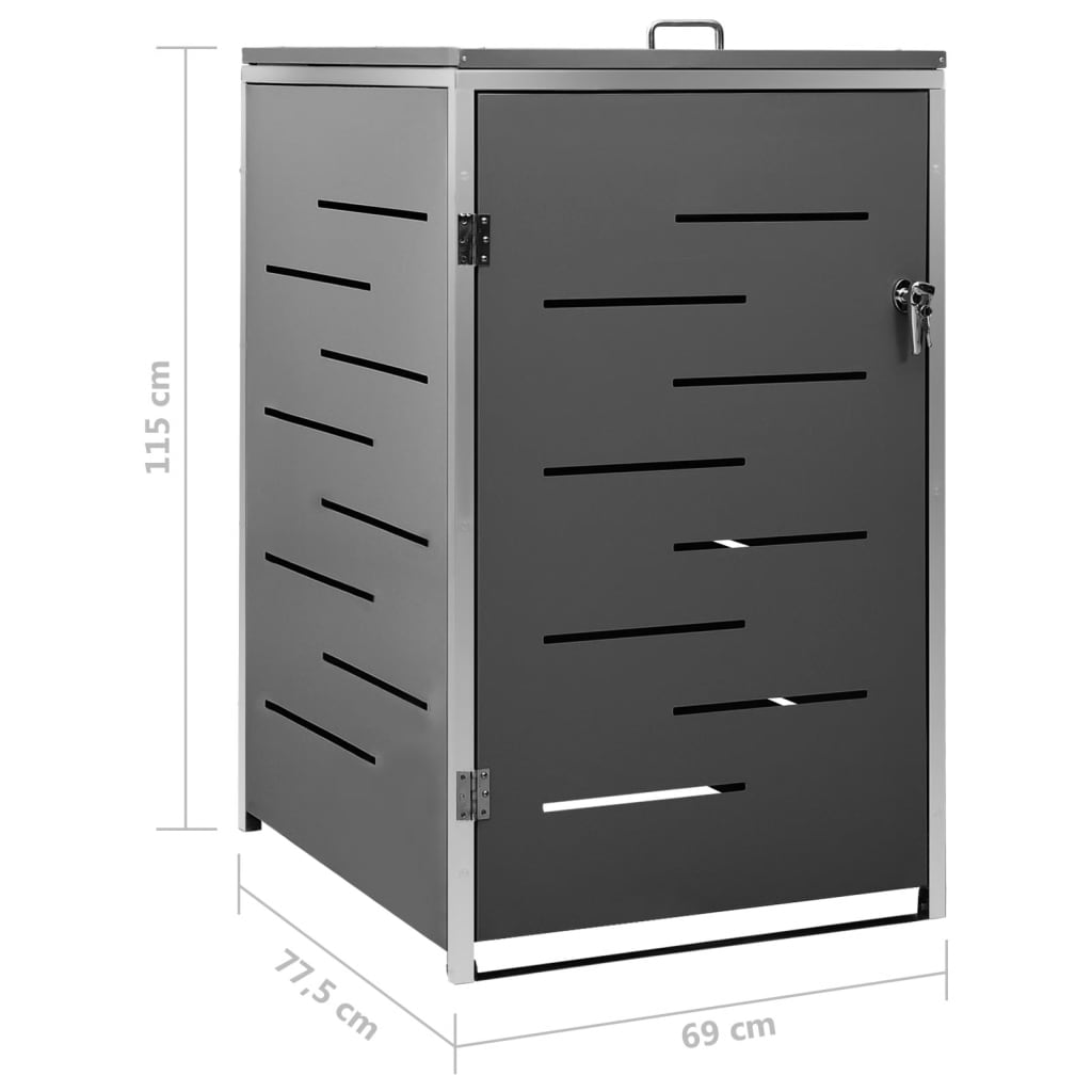 Stainless Steel Single Wheelie Bin Shed - OLBRIT