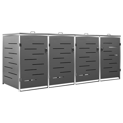 Stainless Steel Quadruple Wheelie Bin Shed - OLBRIT