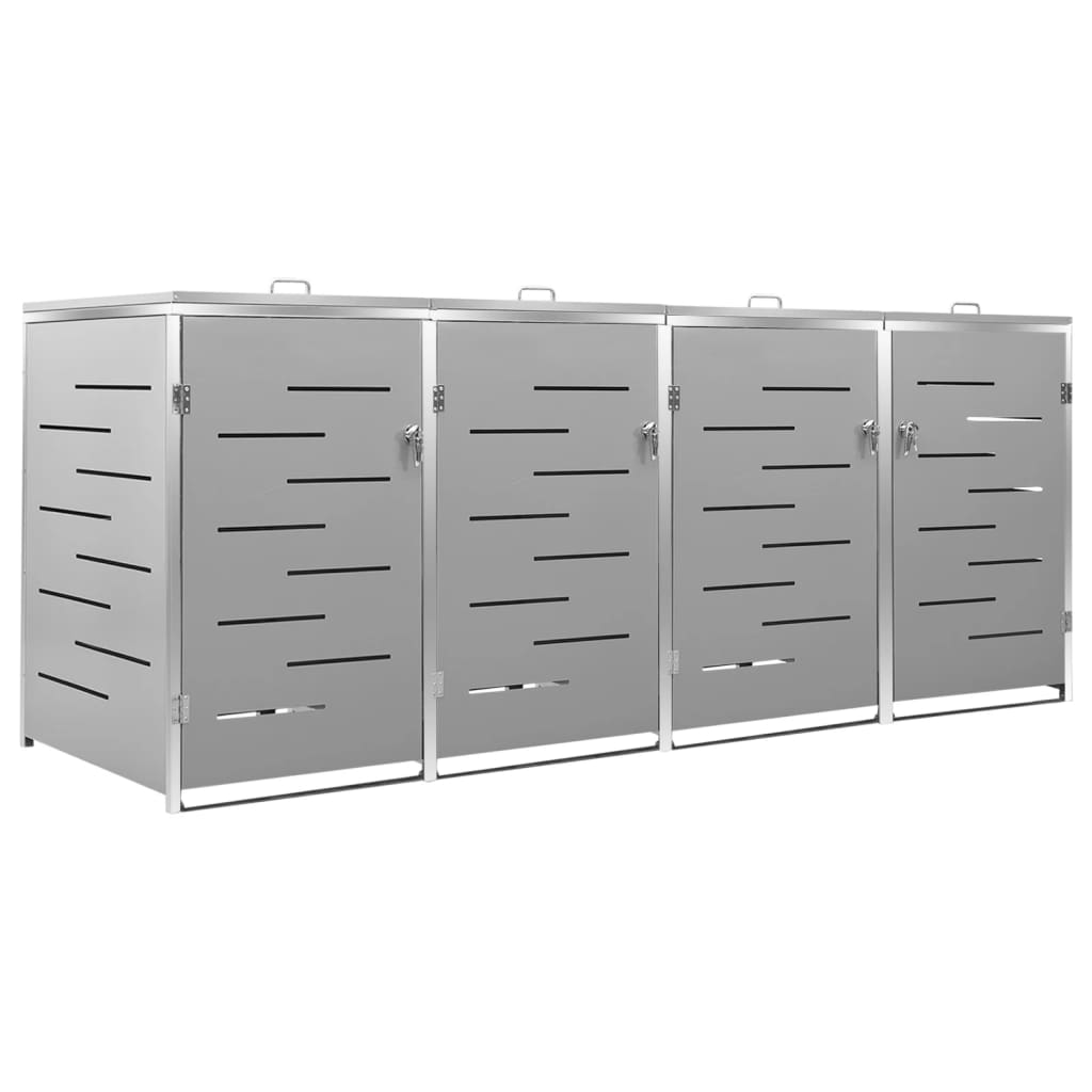 Stainless Steel Quadruple Wheelie Bin Shed - OLBRIT