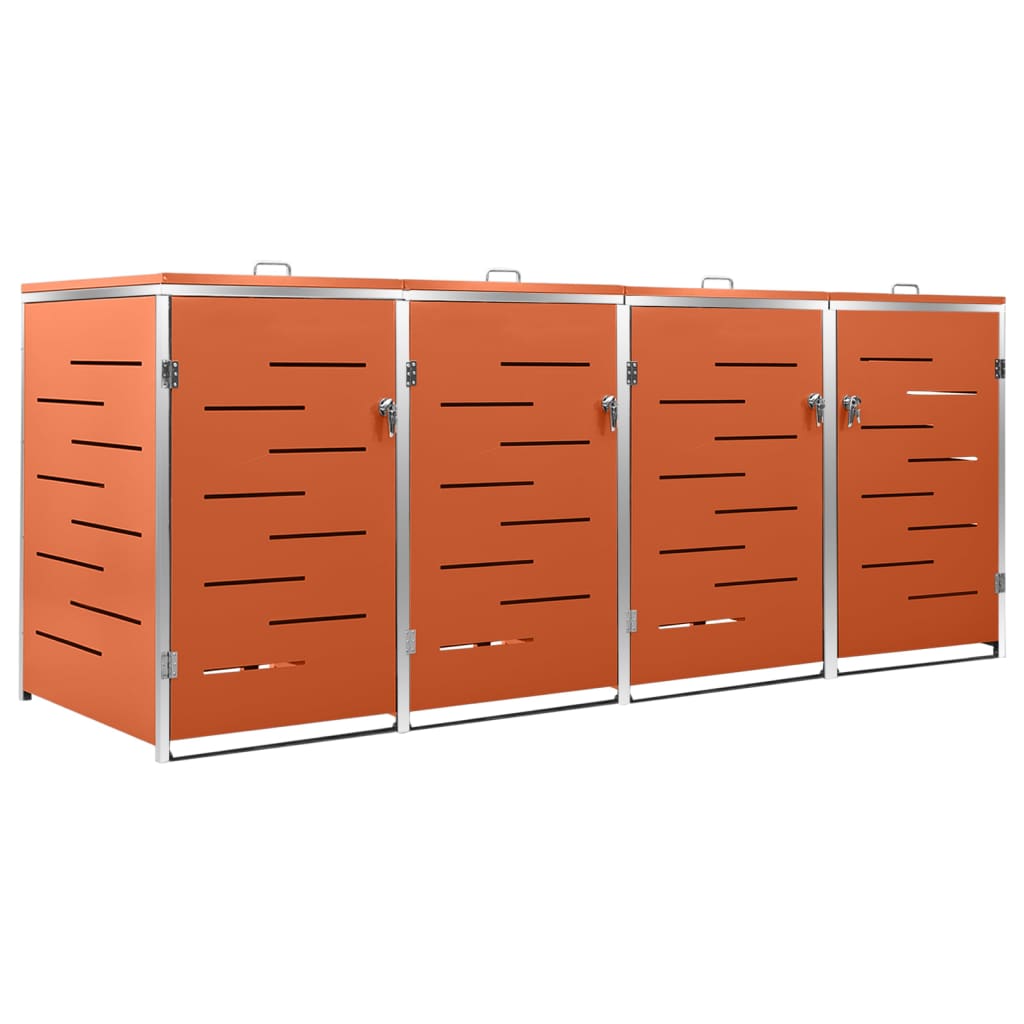 Stainless Steel Quadruple Wheelie Bin Shed - OLBRIT