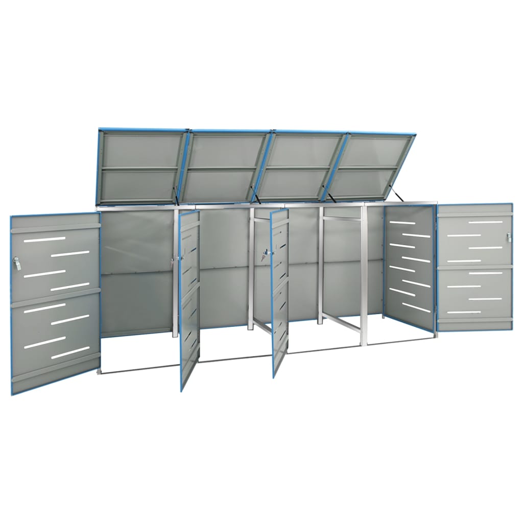 Stainless Steel Quadruple Wheelie Bin Shed - OLBRIT