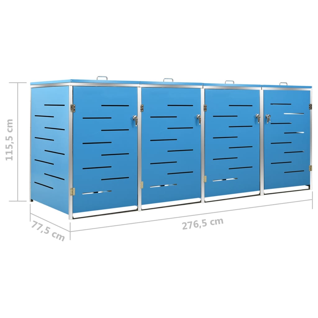 Stainless Steel Quadruple Wheelie Bin Shed - OLBRIT