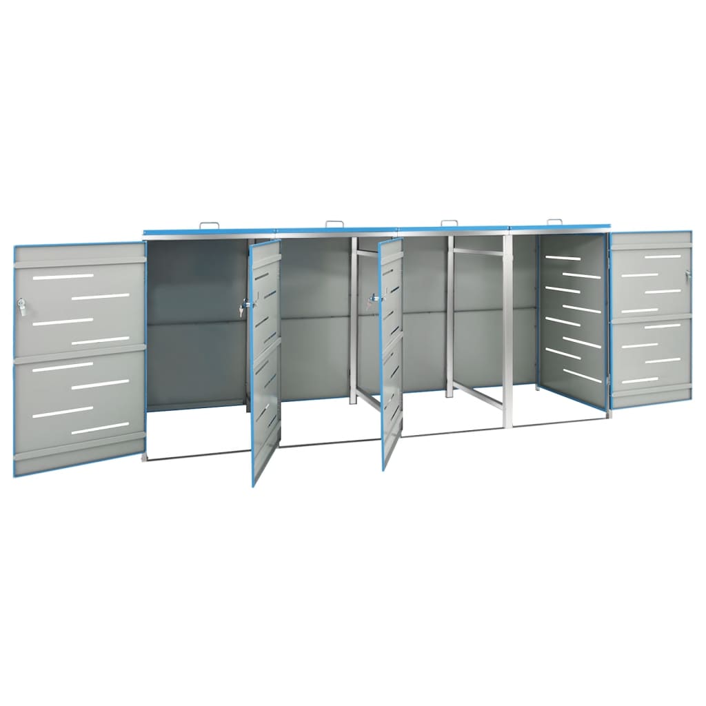 Stainless Steel Quadruple Wheelie Bin Shed - OLBRIT