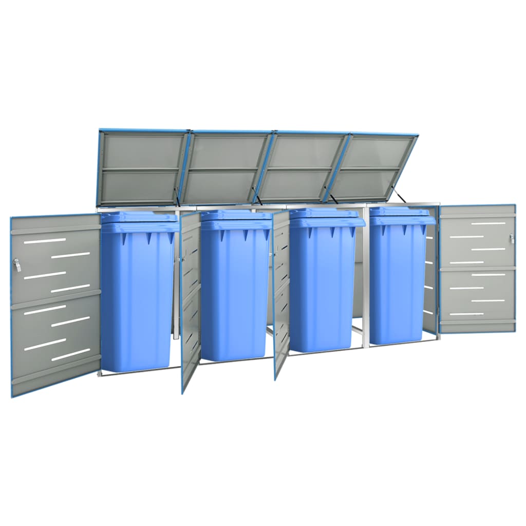 Stainless Steel Quadruple Wheelie Bin Shed - OLBRIT