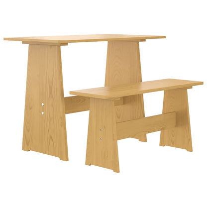 Dining Table with Bench Honey Brown Solid Pinewood - OLBRIT