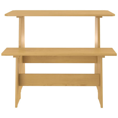 Dining Table with Bench Honey Brown Solid Pinewood - OLBRIT