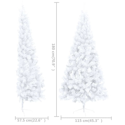 Artificial Half Christmas Tree with Stand White 180 cm PVC - OLBRIT