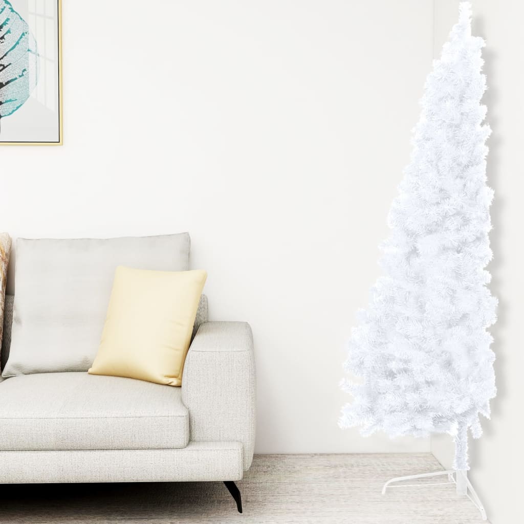 Artificial Half Christmas Tree with Stand White 180 cm PVC - OLBRIT