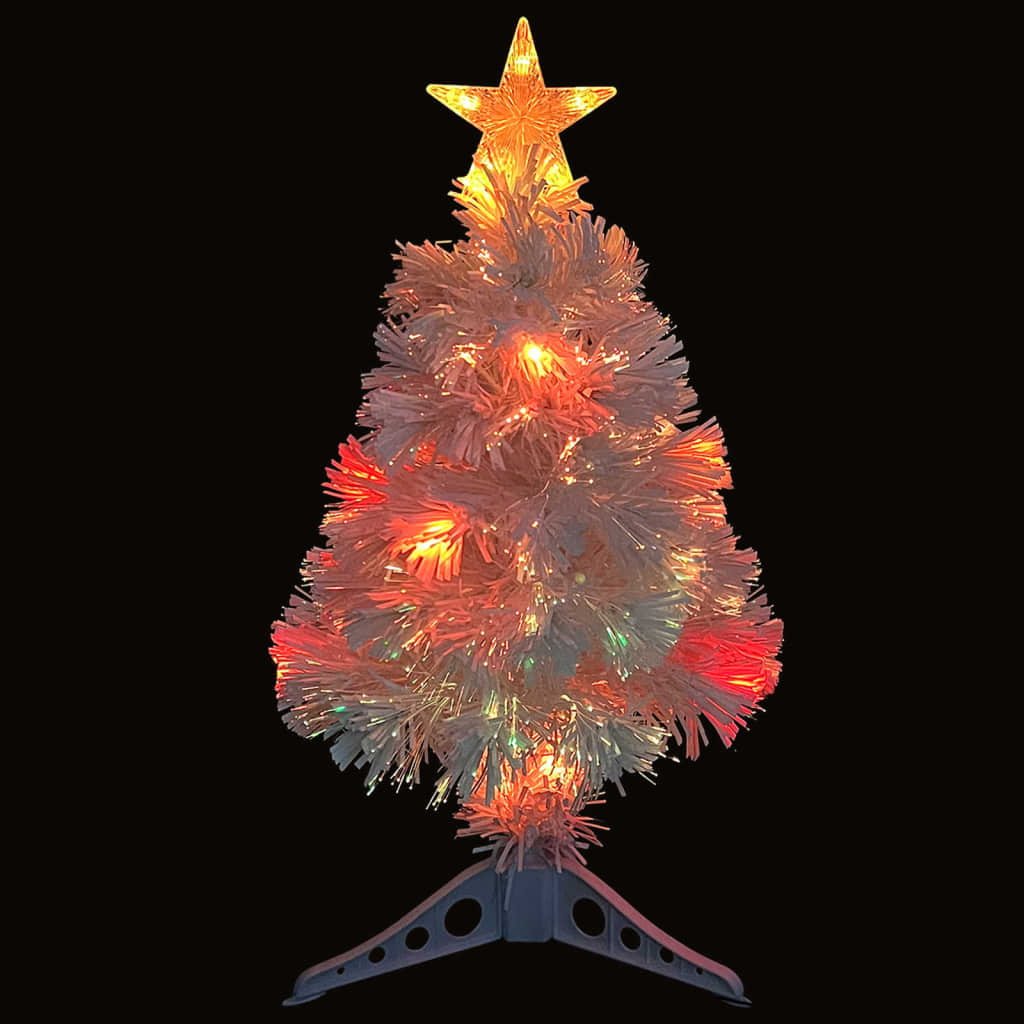 Artificial Pre-lit Christmas Tree White 64 cm Fibre Optic - OLBRIT
