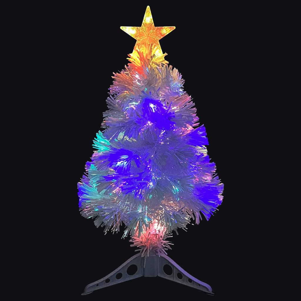 Artificial Pre-lit Christmas Tree White 64 cm Fibre Optic - OLBRIT