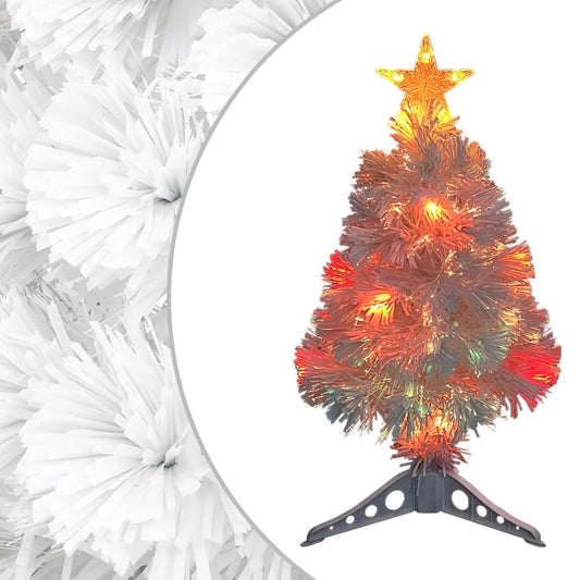 Artificial Pre-lit Christmas Tree White 64 cm Fibre Optic - OLBRIT
