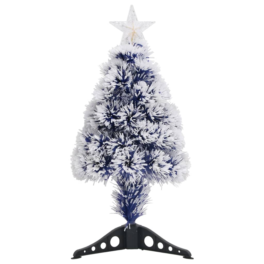 Artificial Pre-lit Christmas Tree White & Blue 64 cm Fibre Optic - OLBRIT
