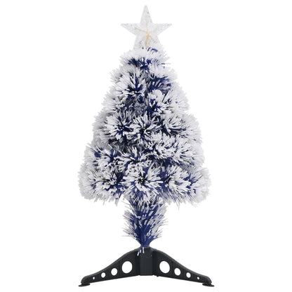Artificial Pre-lit Christmas Tree White & Blue 64 cm Fibre Optic - OLBRIT