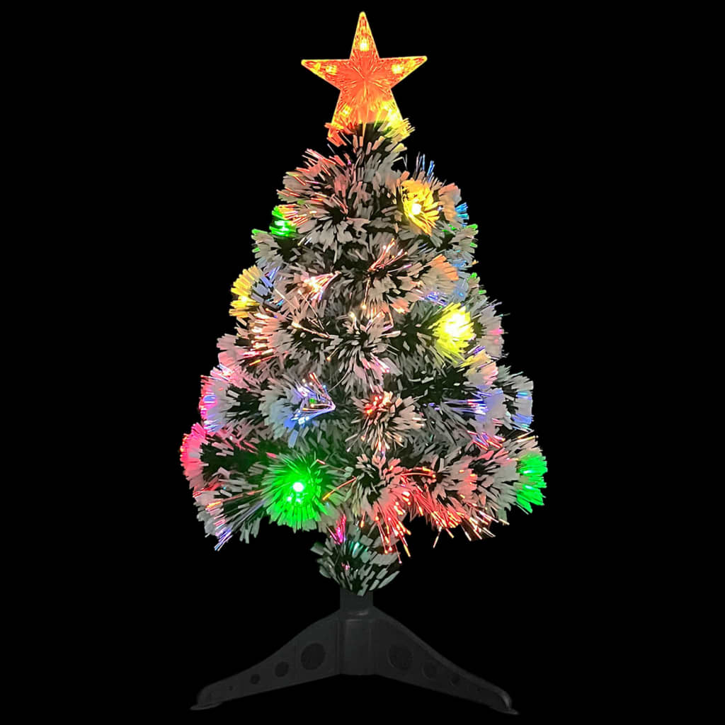 Artificial Pre-lit Christmas Tree White & Blue 64 cm Fibre Optic - OLBRIT