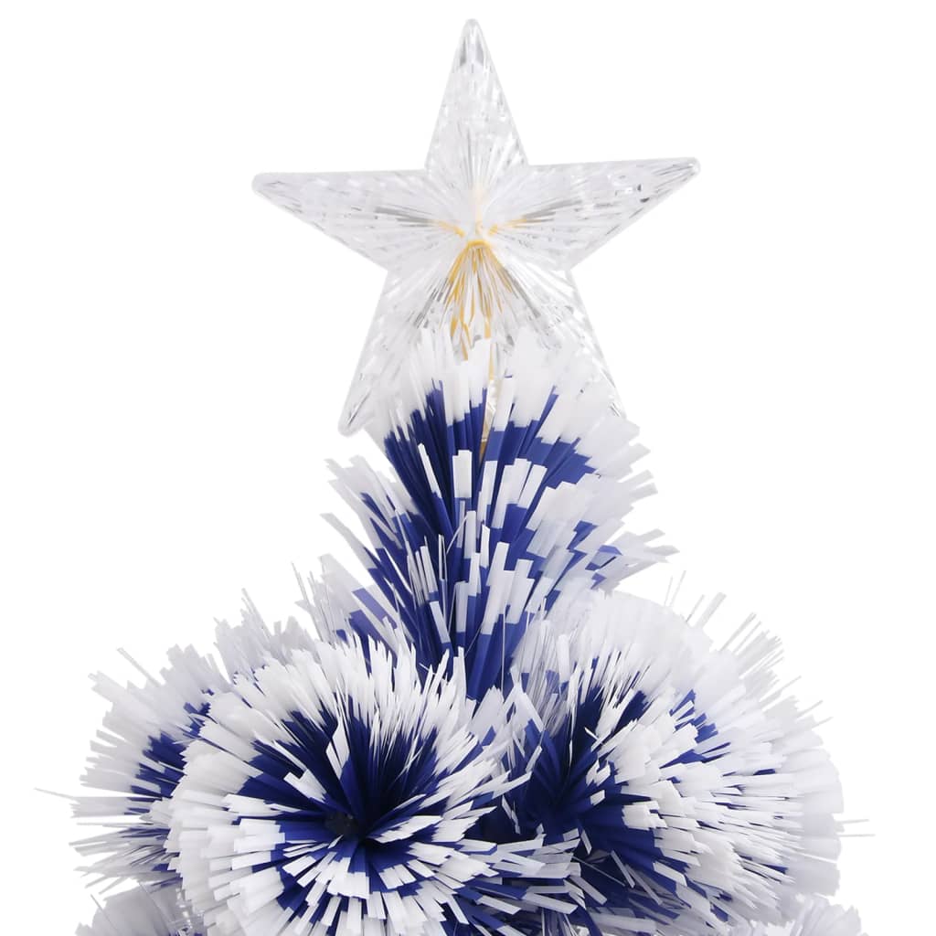 Artificial Pre-lit Christmas Tree White & Blue 64 cm Fibre Optic - OLBRIT