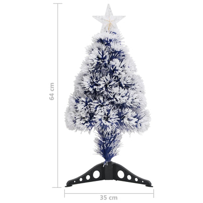Artificial Pre-lit Christmas Tree White & Blue 64 cm Fibre Optic - OLBRIT