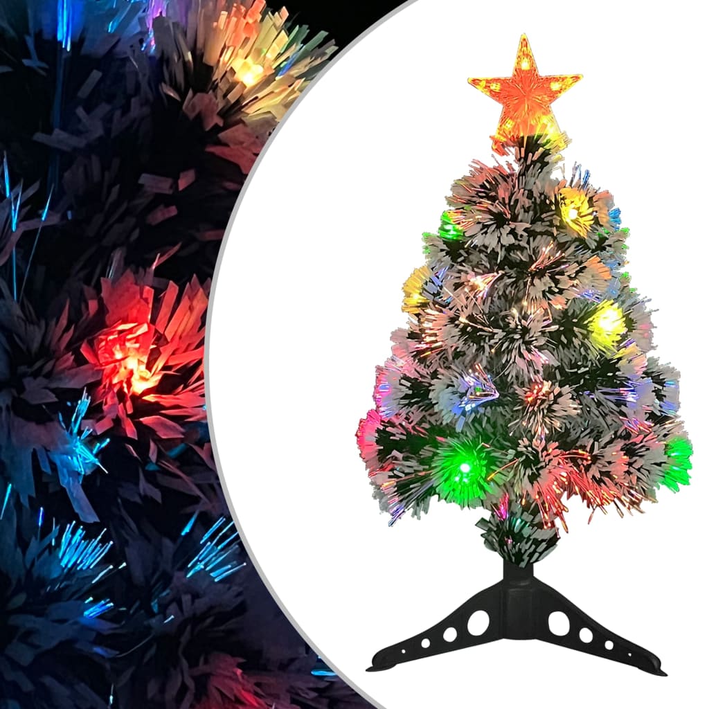 Artificial Pre-lit Christmas Tree White & Blue 64 cm Fibre Optic - OLBRIT