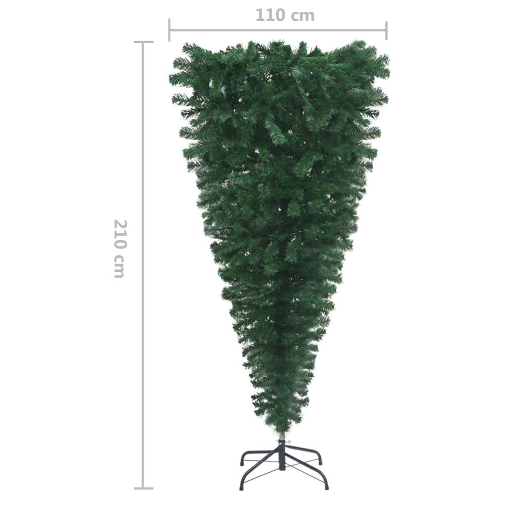 Upside-down Artificial Christmas Tree with Stand Green 210 cm - OLBRIT