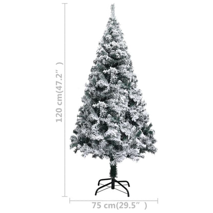 Artificial Christmas Tree with Flocked Snow Green 120 cm PVC - OLBRIT