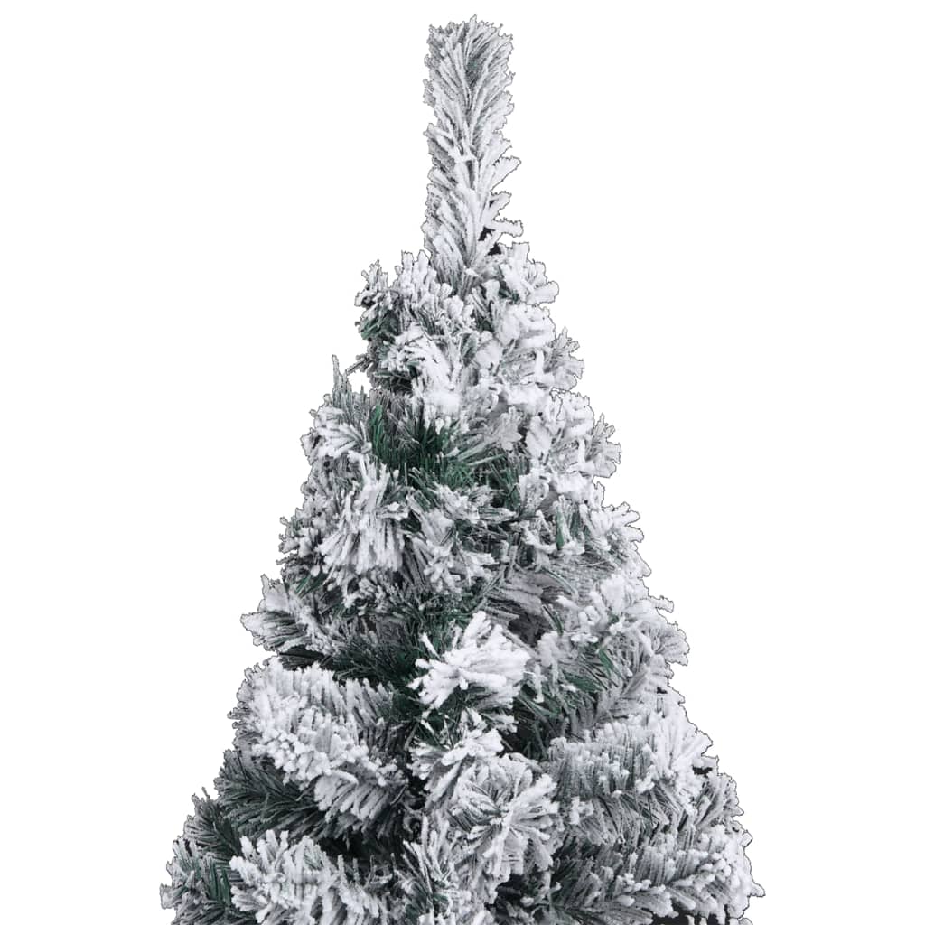Slim Artificial Christmas Tree with Flocked Snow Green 120 cm PVC - OLBRIT