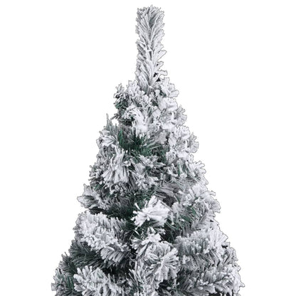 Slim Artificial Christmas Tree with Flocked Snow Green 120 cm PVC - OLBRIT