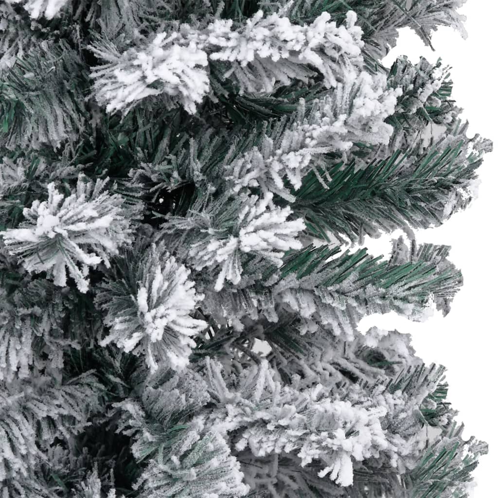 Slim Artificial Christmas Tree with Flocked Snow Green 120 cm PVC - OLBRIT