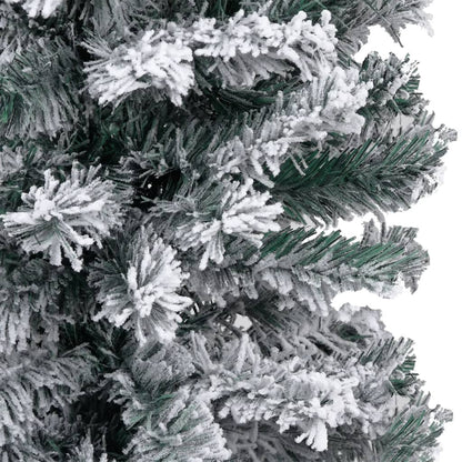 Slim Artificial Christmas Tree with Flocked Snow Green 120 cm PVC - OLBRIT