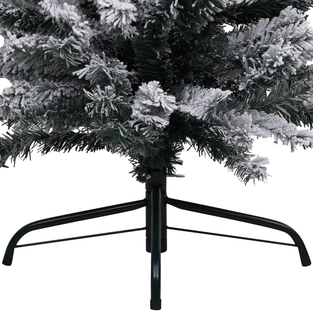 Slim Artificial Christmas Tree with Flocked Snow Green 120 cm PVC - OLBRIT