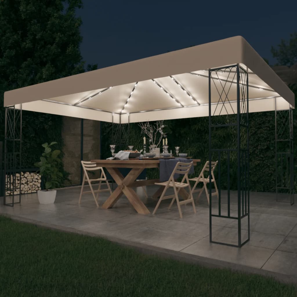 Gazebo with LED String Lights 3x4 m - OLBRIT